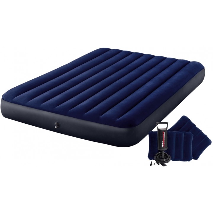 Intex 64765, надувной матрас 203 x 152 x 22 см с насосом и подушками